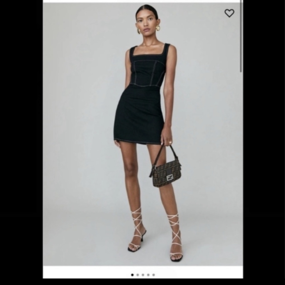 NWT Reformation BLACK DAVIES DENIM Dress, Size 6